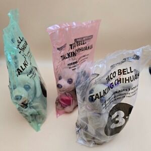 Vintage Taco Bell Talking Chihuahua Plush 3pc Sealed 2000 Chalupa Groowll Works